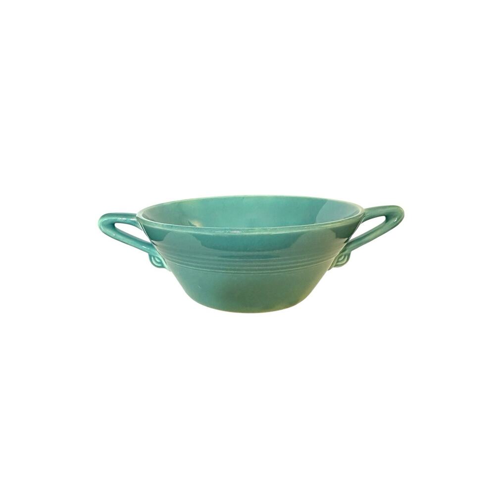 Rare Vintage Homer Laughlin Fiesta Harlequin Turquoise Blue Cream Soup Coupe EUC